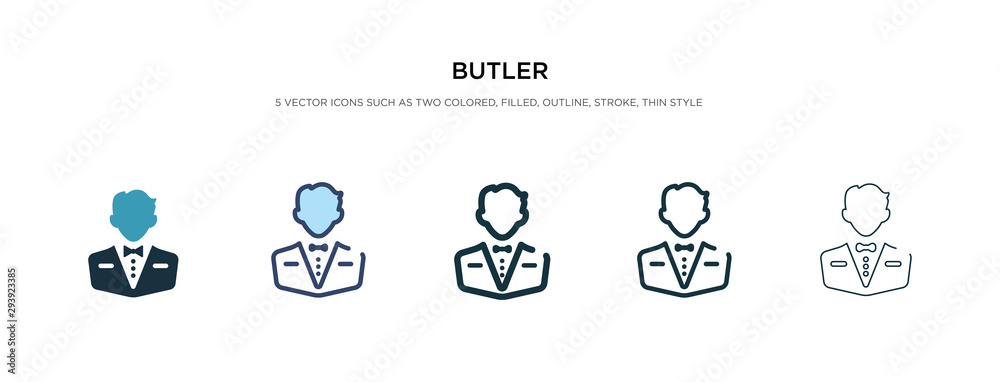 butler icon in different style vector illustration. two colored and black butler vector icons designed in filled, outline, line and stroke style can be used for web, mobile, ui butler icon in different style vector illustration. two colored and black butler vector icons designed in filled, outline, line and stroke style can be used for web, mobile, ui
