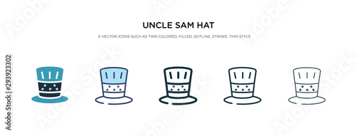uncle sam hat icon in different style vector illustration. two colored and black uncle sam hat vector icons designed in filled, outline, line and stroke style can be used for web, mobile, ui