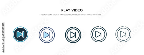 play video icon in different style vector illustration. two colored and black play video vector icons designed in filled, outline, line and stroke style can be used for web, mobile, ui