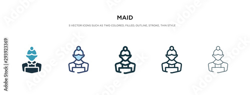 maid icon in different style vector illustration. two colored and black maid vector icons designed in filled, outline, line and stroke style can be used for web, mobile, ui