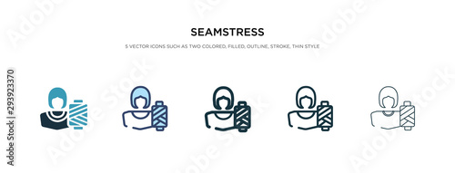 seamstress icon in different style vector illustration. two colored and black seamstress vector icons designed in filled, outline, line and stroke style can be used for web, mobile, ui