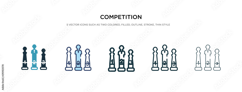 competition icon in different style vector illustration. two colored and black competition vector icons designed in filled, outline, line and stroke style can be used for web, mobile, ui competition icon in different style vector illustration. two colored and black competition vector icons designed in filled, outline, line and stroke style can be used for web, mobile, ui