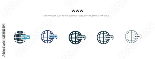 www icon in different style vector illustration. two colored and black www vector icons designed in filled, outline, line and stroke style can be used for web, mobile, ui
