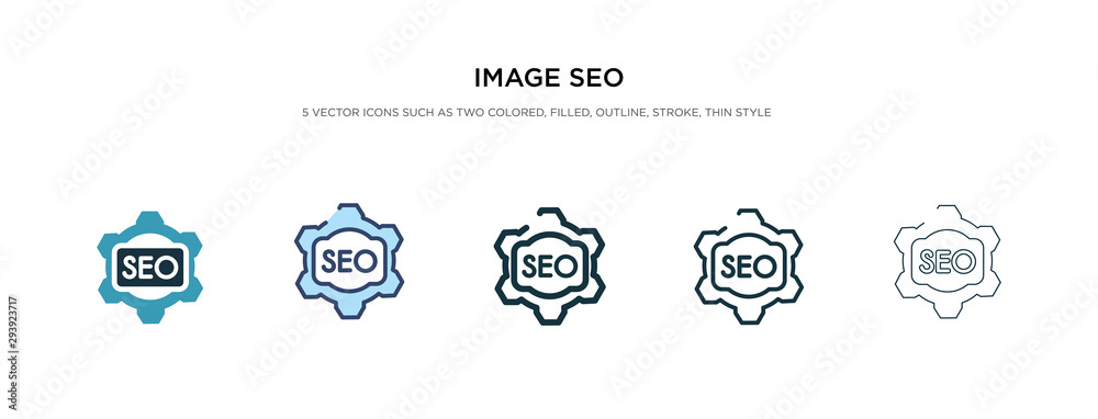 image seo icon in different style vector illustration. two colored and black image seo vector icons designed in filled, outline, line and stroke style can be used for web, mobile, ui image seo icon in different style vector illustration. two colored and black image seo vector icons designed in filled, outline, line and stroke style can be used for web, mobile, ui