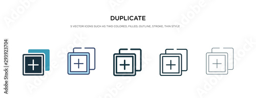 duplicate icon in different style vector illustration. two colored and black duplicate vector icons designed in filled, outline, line and stroke style can be used for web, mobile, ui photo