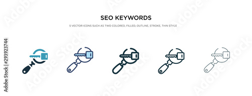 seo keywords icon in different style vector illustration. two colored and black seo keywords vector icons designed in filled, outline, line and stroke style can be used for web, mobile, ui
