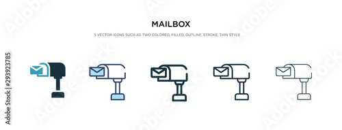 mailbox icon in different style vector illustration. two colored and black mailbox vector icons designed in filled, outline, line and stroke style can be used for web, mobile, ui