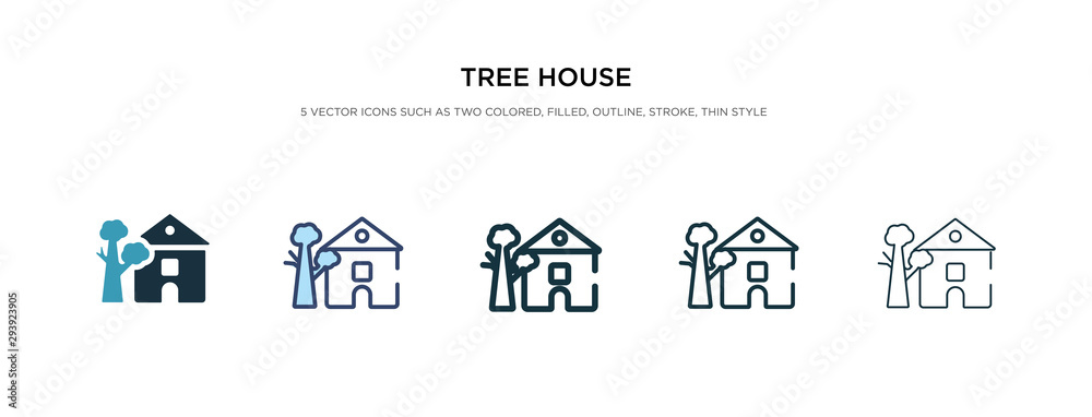 tree house icon in different style vector illustration. two colored and black tree house vector icons designed in filled, outline, line and stroke style can be used for web, mobile, ui