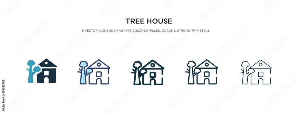 tree house icon in different style vector illustration. two colored and black tree house vector icons designed in filled, outline, line and stroke style can be used for web, mobile, ui tree house icon in different style vector illustration. two colored and black tree house vector icons designed in filled, outline, line and stroke style can be used for web, mobile, ui
