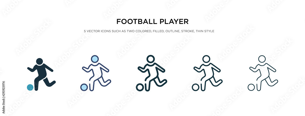 football player playing icon in different style vector illustration. two colored and black football player playing vector icons designed in filled, outline, line and stroke style can be used for football player playing icon in different style vector illustration. two colored and black football player playing vector icons designed in filled, outline, line and stroke style can be used for