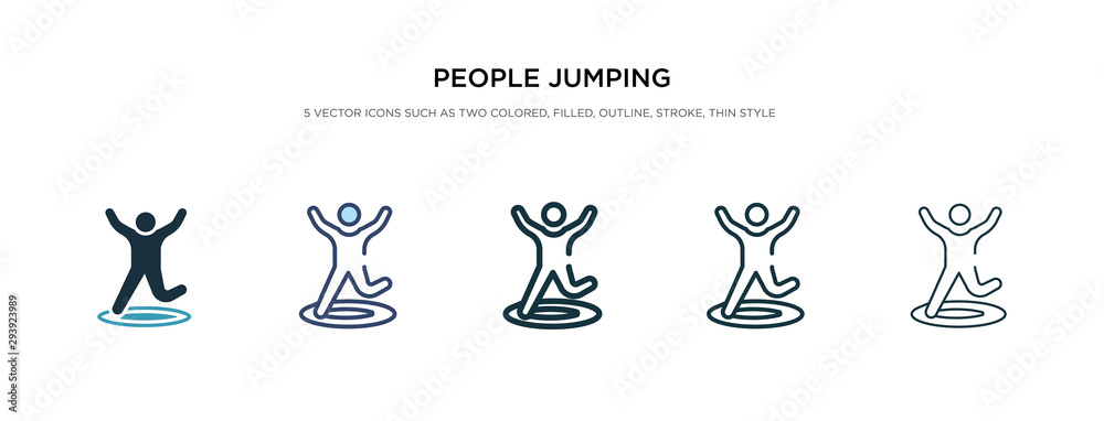people jumping icon in different style vector illustration. two colored and black people jumping vector icons designed in filled, outline, line and stroke style can be used for web, mobile, ui people jumping icon in different style vector illustration. two colored and black people jumping vector icons designed in filled, outline, line and stroke style can be used for web, mobile, ui