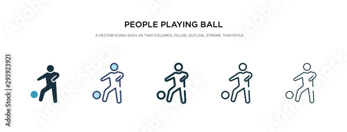 people playing ball icon in different style vector illustration. two colored and black people playing ball vector icons designed in filled  outline  line and stroke style can be used for web 