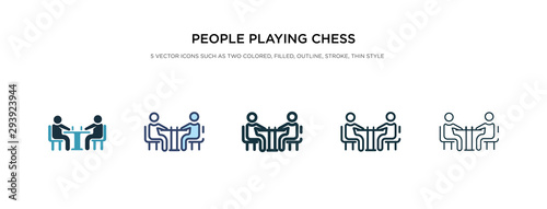 people playing chess icon in different style vector illustration. two colored and black people playing chess vector icons designed in filled, outline, line and stroke style can be used for web,