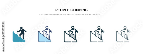 people climbing icon in different style vector illustration. two colored and black people climbing vector icons designed in filled, outline, line and stroke style can be used for web, mobile, ui