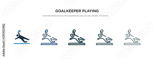 goalkeeper playing icon in different style vector illustration. two colored and black goalkeeper playing vector icons designed in filled, outline, line and stroke style can be used for web, mobile,