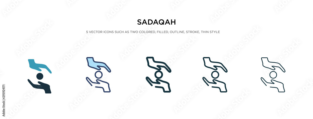 sadaqah icon in different style vector illustration. two colored and black sadaqah vector icons designed in filled, outline, line and stroke style can be used for web, mobile, ui sadaqah icon in different style vector illustration. two colored and black sadaqah vector icons designed in filled, outline, line and stroke style can be used for web, mobile, ui