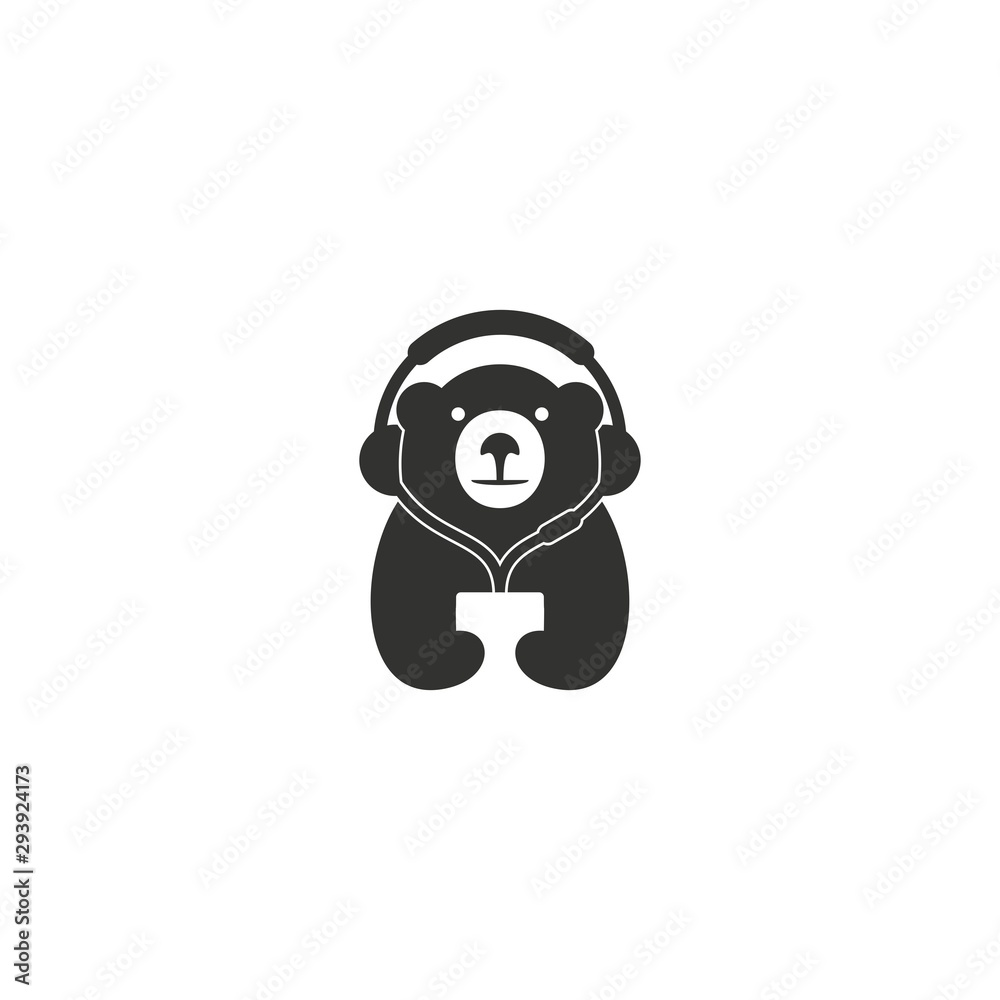 Obraz premium panda logo headset. logos for technology companies. panda face formed from the silhouette of the headset