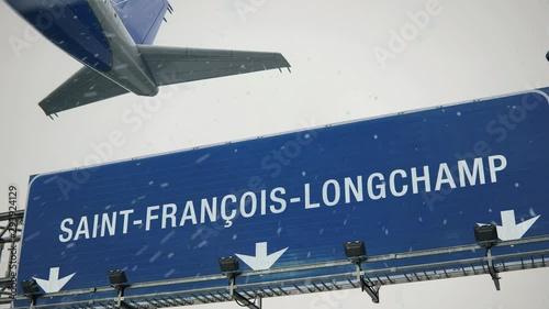 Airplane Takeoff Saint-Francois-Longchamp in Christmas photo