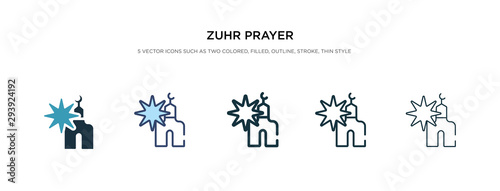 zuhr prayer icon in different style vector illustration. two colored and black zuhr prayer vector icons designed in filled, outline, line and stroke style can be used for web, mobile, ui
