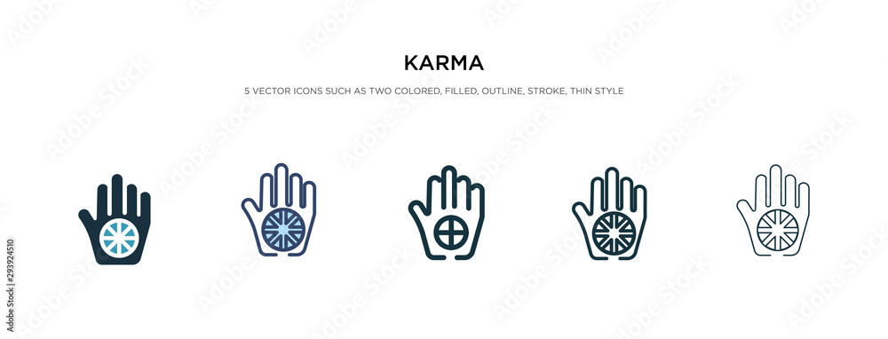 karma icon in different style vector illustration. two colored and black karma vector icons designed in filled, outline, line and stroke style can be used for web, mobile, ui karma icon in different style vector illustration. two colored and black karma vector icons designed in filled, outline, line and stroke style can be used for web, mobile, ui