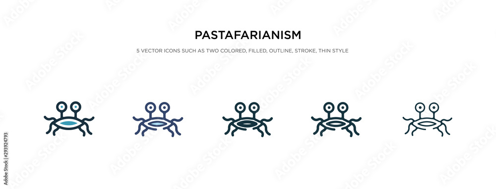 Plakat pastafarianism icon in different style vector illustration. two colored and black pastafarianism vector icons designed in filled, outline, line and stroke style can be used for web, mobile, ui