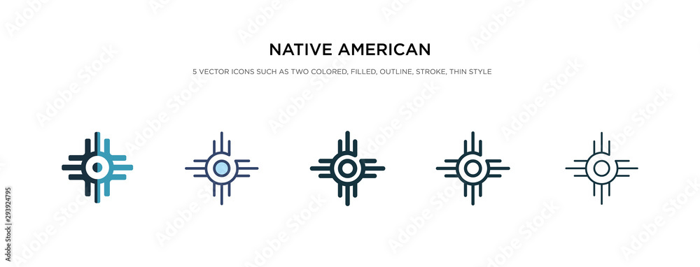 native american sun icon in different style vector illustration. two colored and black native american sun vector icons designed in filled, outline, line and stroke style can be used for web,