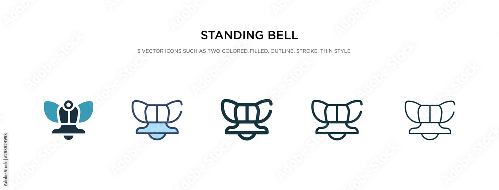 standing bell icon in different style vector illustration. two colored and black standing bell vector icons designed in filled, outline, line and stroke style can be used for web, mobile, ui