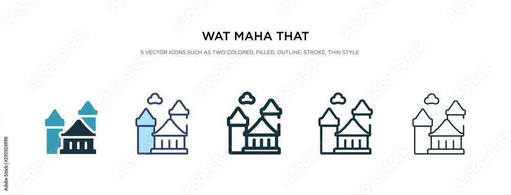 wat maha that icon in different style vector illustration. two colored and black wat maha that vector icons designed in filled, outline, line and stroke style can be used for web, mobile, ui wat maha that icon in different style vector illustration. two colored and black wat maha that vector icons designed in filled, outline, line and stroke style can be used for web, mobile, ui