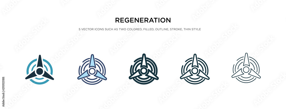 regeneration icon in different style vector illustration. two colored and black regeneration vector icons designed in filled, outline, line and stroke style can be used for web, mobile, ui