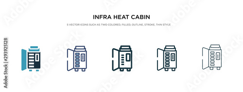 infra heat cabin icon in different style vector illustration. two colored and black infra heat cabin vector icons designed in filled, outline, line and stroke style can be used for web, mobile, ui