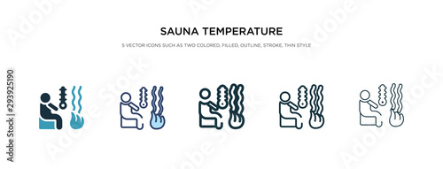sauna temperature icon in different style vector illustration. two colored and black sauna temperature vector icons designed in filled, outline, line and stroke style can be used for web, mobile, ui