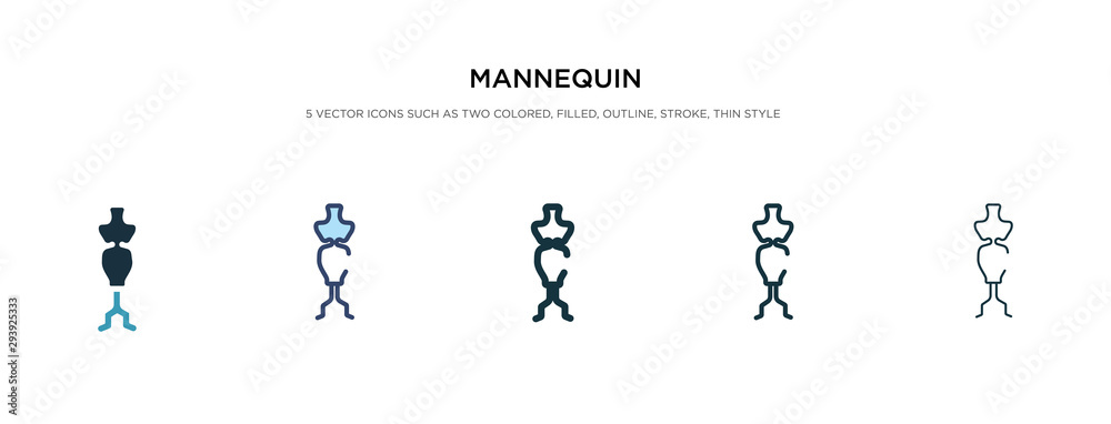 mannequin icon in different style vector illustration. two colored and black mannequin vector icons designed in filled, outline, line and stroke style can be used for web, mobile, ui