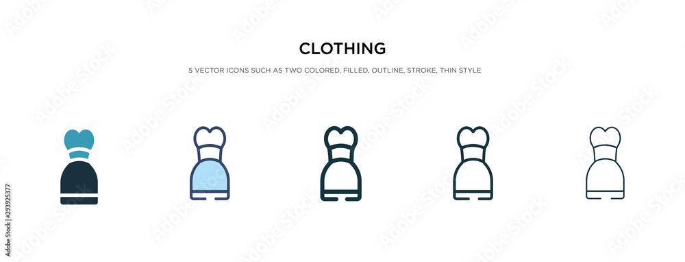 clothing icon in different style vector illustration. two colored and black clothing vector icons designed in filled, outline, line and stroke style can be used for web, mobile, ui clothing icon in different style vector illustration. two colored and black clothing vector icons designed in filled, outline, line and stroke style can be used for web, mobile, ui