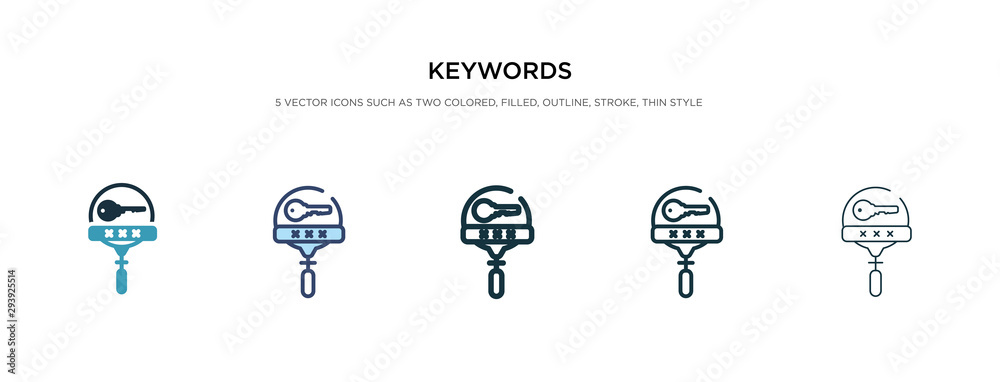 keywords icon in different style vector illustration. two colored and black keywords vector icons designed in filled, outline, line and stroke style can be used for web, mobile, ui