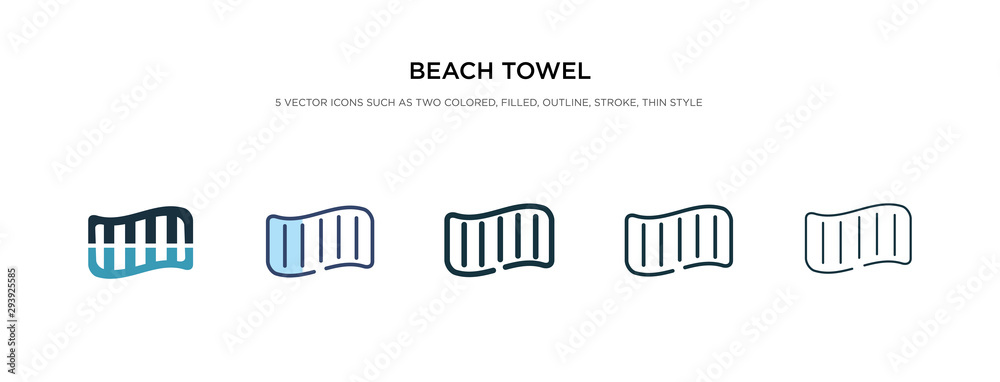 beach towel icon in different style vector illustration. two colored and black beach towel vector icons designed in filled, outline, line and stroke style can be used for web, mobile, ui beach towel icon in different style vector illustration. two colored and black beach towel vector icons designed in filled, outline, line and stroke style can be used for web, mobile, ui