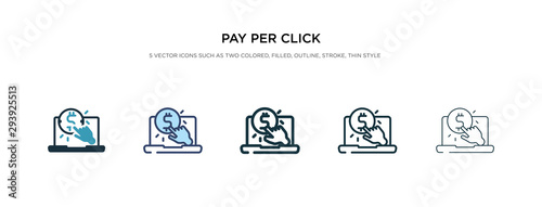 pay per click icon in different style vector illustration. two colored and black pay per click vector icons designed in filled, outline, line and stroke style can be used for web, mobile, ui