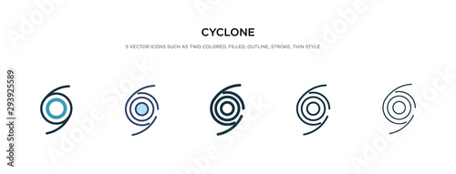cyclone icon in different style vector illustration. two colored and black cyclone vector icons designed in filled, outline, line and stroke style can be used for web, mobile, ui photo
