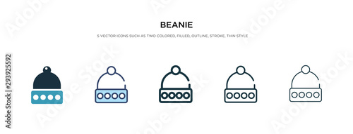 beanie icon in different style vector illustration. two colored and black beanie vector icons designed in filled, outline, line and stroke style can be used for web, mobile, ui