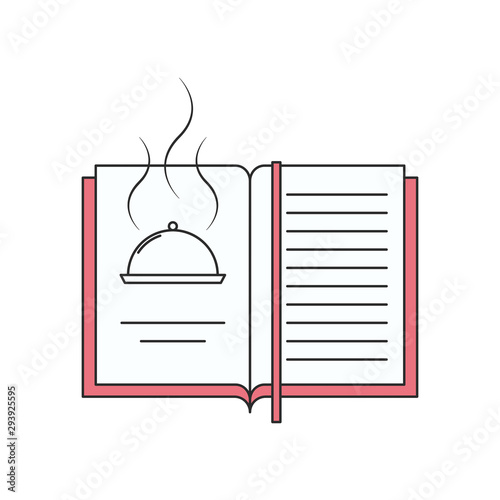 Recipe book icon Flat style. Outline thin line illustration. Isolated on white background. 