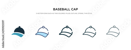 baseball cap icon in different style vector illustration. two colored and black baseball cap vector icons designed in filled, outline, line and stroke style can be used for web, mobile, ui