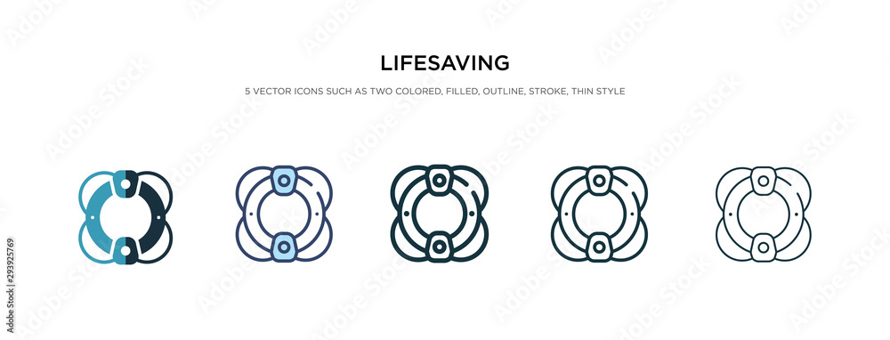 lifesaving icon in different style vector illustration. two colored and black lifesaving vector icons designed in filled, outline, line and stroke style can be used for web, mobile, ui