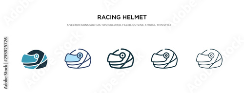 racing helmet icon in different style vector illustration. two colored and black racing helmet vector icons designed in filled, outline, line and stroke style can be used for web, mobile, ui