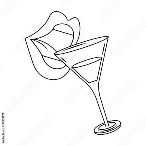 lips and cocktail drink