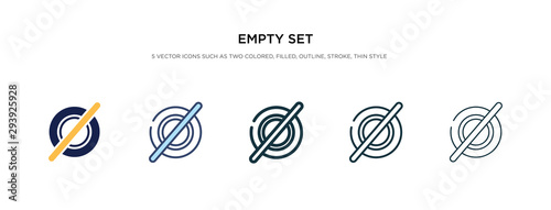 empty set icon in different style vector illustration. two colored and black empty set vector icons designed in filled  outline  line and stroke style can be used for web  mobile  ui