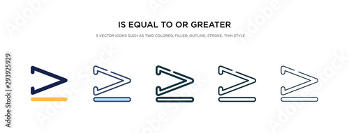 is equal to or greater than icon in different style vector illustration. two colored and black is equal to or greater than vector icons designed in filled, outline, line and stroke style can be used photo