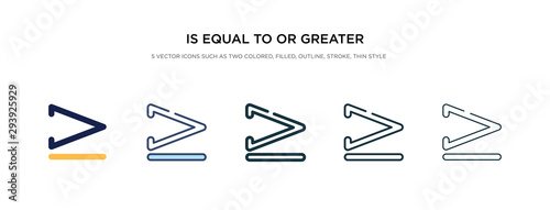is equal to or greater than icon in different style vector illustration. two colored and black is equal to or greater than vector icons designed in filled, outline, line and stroke style can be used