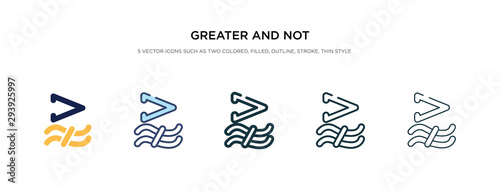 greater and not approximately equal to icon in different style vector illustration. two colored and black greater and not approximately equal to vector icons designed in filled, outline, line stroke