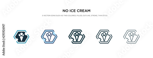 no ice cream icon in different style vector illustration. two colored and black no ice cream vector icons designed in filled, outline, line and stroke style can be used for web, mobile, ui