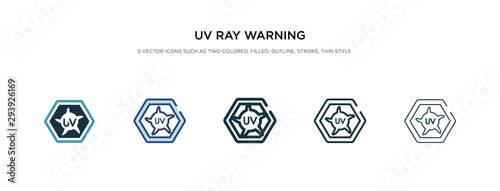 uv ray warning icon in different style vector illustration. two colored and black uv ray warning vector icons designed in filled, outline, line and stroke style can be used for web, mobile, ui