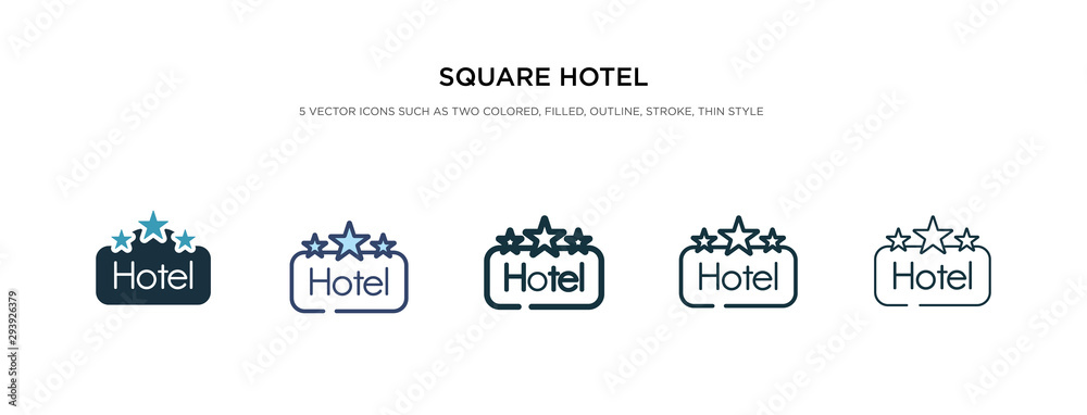square hotel icon in different style vector illustration. two colored and black square hotel vector icons designed in filled, outline, line and stroke style can be used for web, mobile, ui square hotel icon in different style vector illustration. two colored and black square hotel vector icons designed in filled, outline, line and stroke style can be used for web, mobile, ui